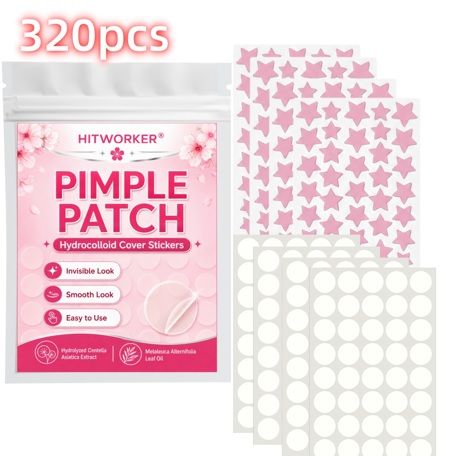 Hydrocolloid Acne Patch - 320PCS Invisible Hydrocolloid Cover Patches, Star