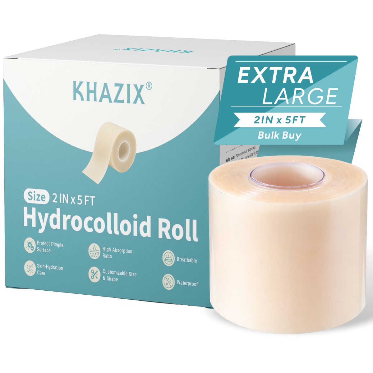Hydrocolloid Acne Patch - KHAZIX Hydrocolloid Bandage Roll 2in x